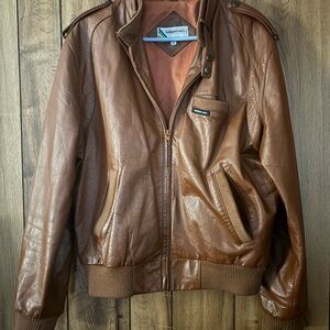 Members Only Brown Leather Bomber Jacket